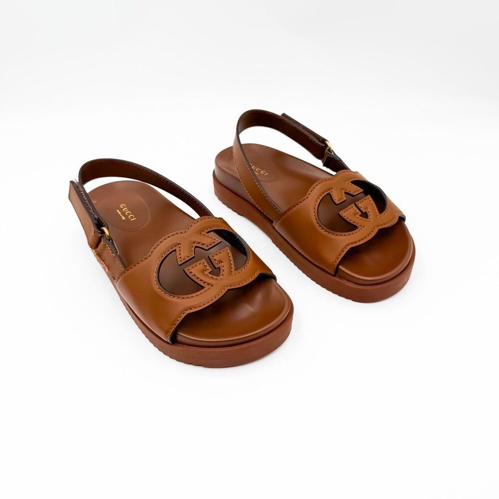 Gucci GG Cutout Sandals Cosmos Softy Tan Leather Size 38, US 8 - Picture 2 of 13